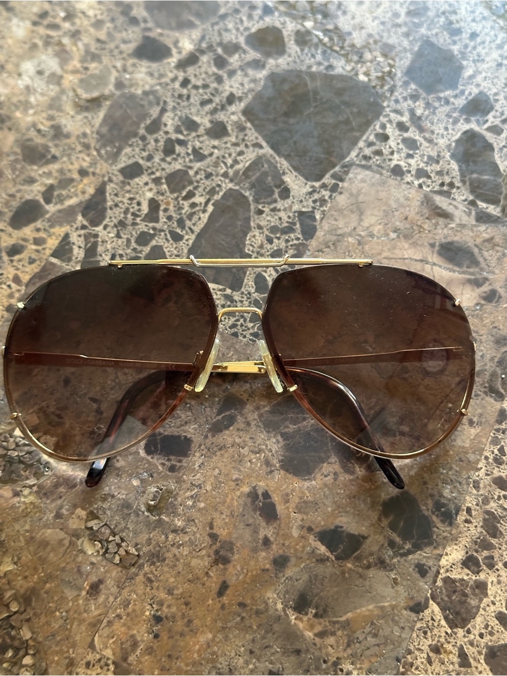 Dolce & Gabbana Brown Lens Aviator Sunglasses with Gold Frame